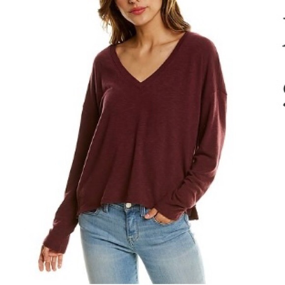 Michael Stars Sam V Neck Top in Eggplant | Women’s M - Picture 1 of 5